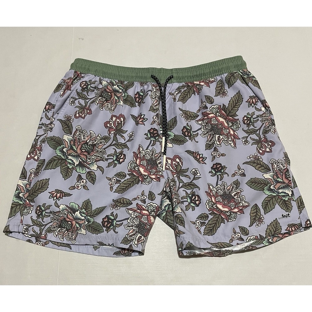 Lost Enterprises Floral Beach Shorts Mens Size XL Drawstring Stretch Beach‎